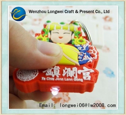 LED Flashlight Soft PVC Keychain, 2D / 3D màu PVC Key Ring